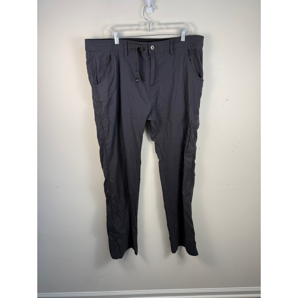 Prana Zion Mens Charcoal Gray Stretch Hiking Cargo Pants Size 40 Built-in Belt